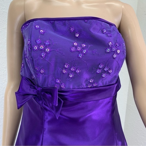 Jessica McClintock/Gunne Sax Purple Bubble Hem Satin Gown Prom Whimsigoth fairy - Picture 14 of 15